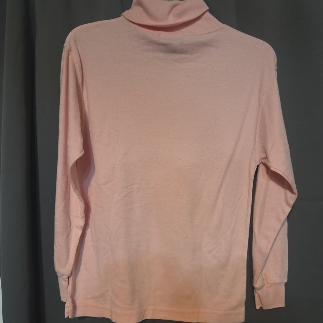Hunters Run Pastel Pink Turtleneck, Woman's Small Long Sleeve Top, Cotton Blend - Thumbnail 4