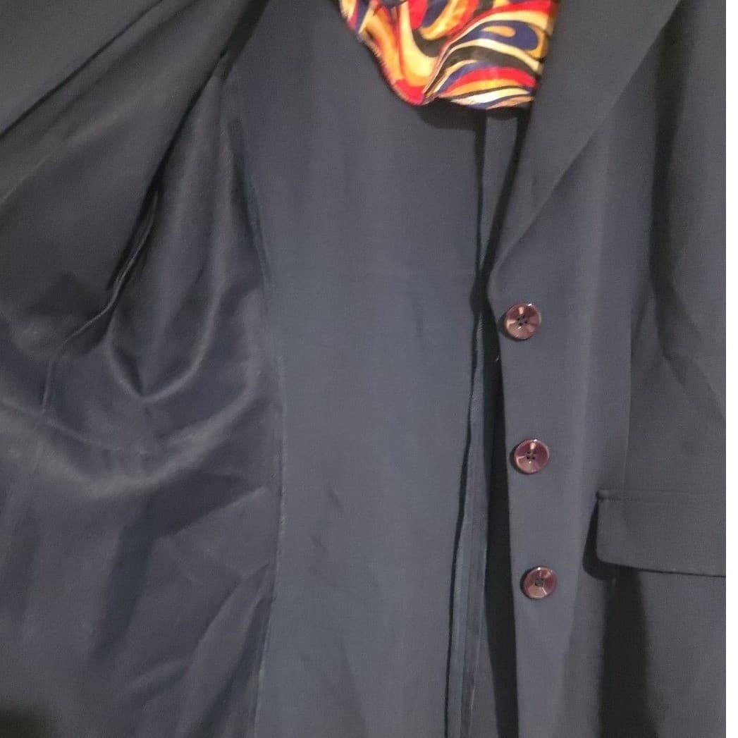 Danny & Nicole Chambray Blue 3 Button Blazer Jacket Psychedelic Lining Women's 8 - Thumbnail 7