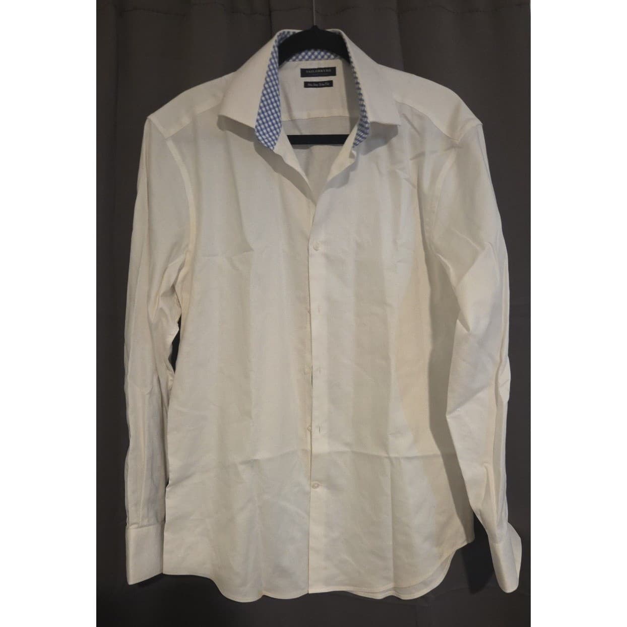 Tailorbyrd Collection White Non Iron Trim Fit Dress Shirt Men's 16 34/35 Gingham - Thumbnail 3