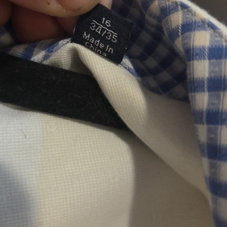 Tailorbyrd Collection White Non Iron Trim Fit Dress Shirt Men's 16 34/35 Gingham - Thumbnail 8