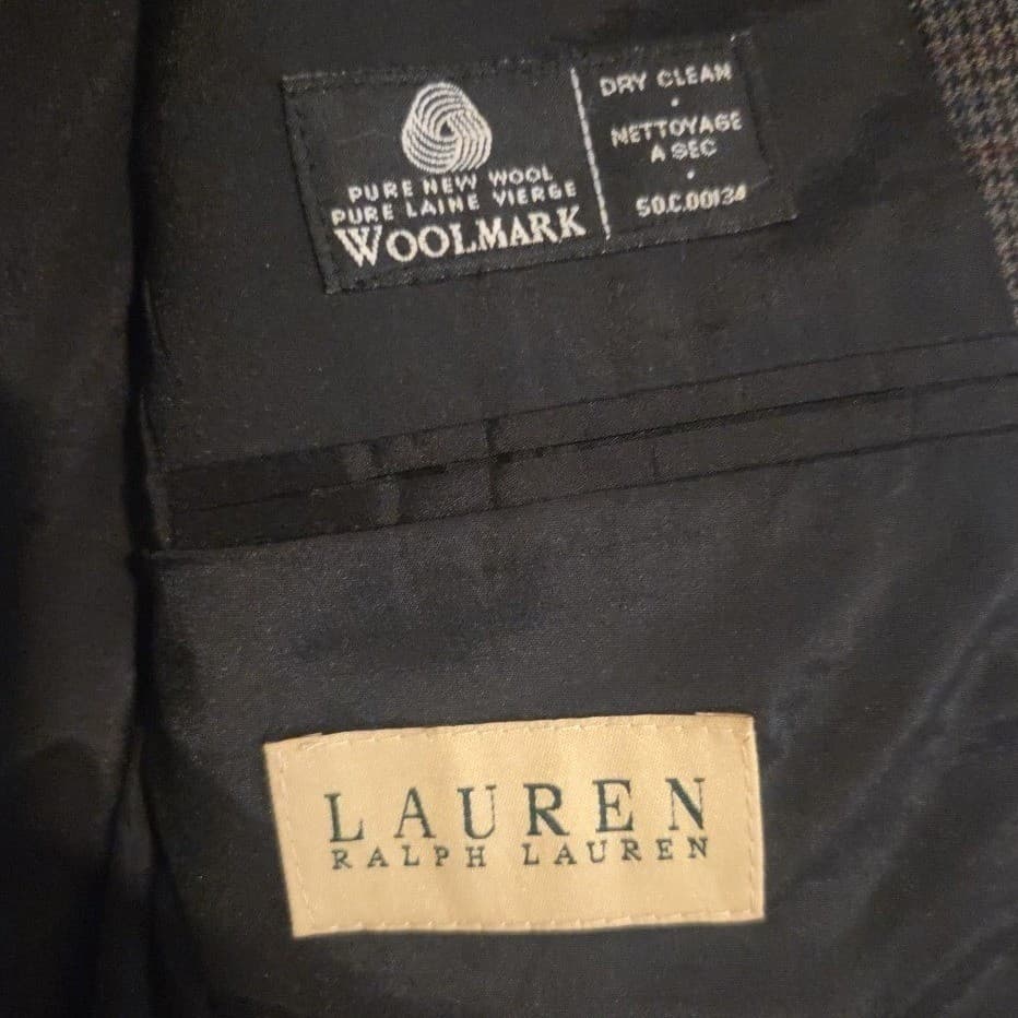Lauren Ralph Lauren Grey Wool Micro Check Two Button Blazer Men's 41R Sport Coat - Thumbnail 5