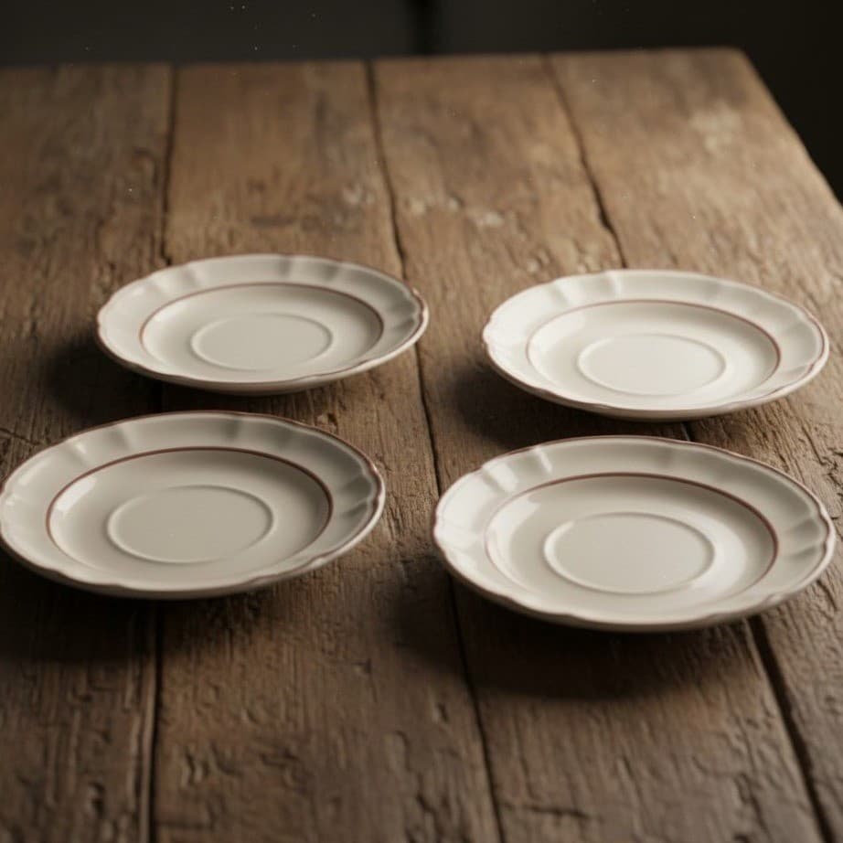 Hearthside Cumberland Mayblossom Saucers, Set of 4, Vintage Stoneware Japan