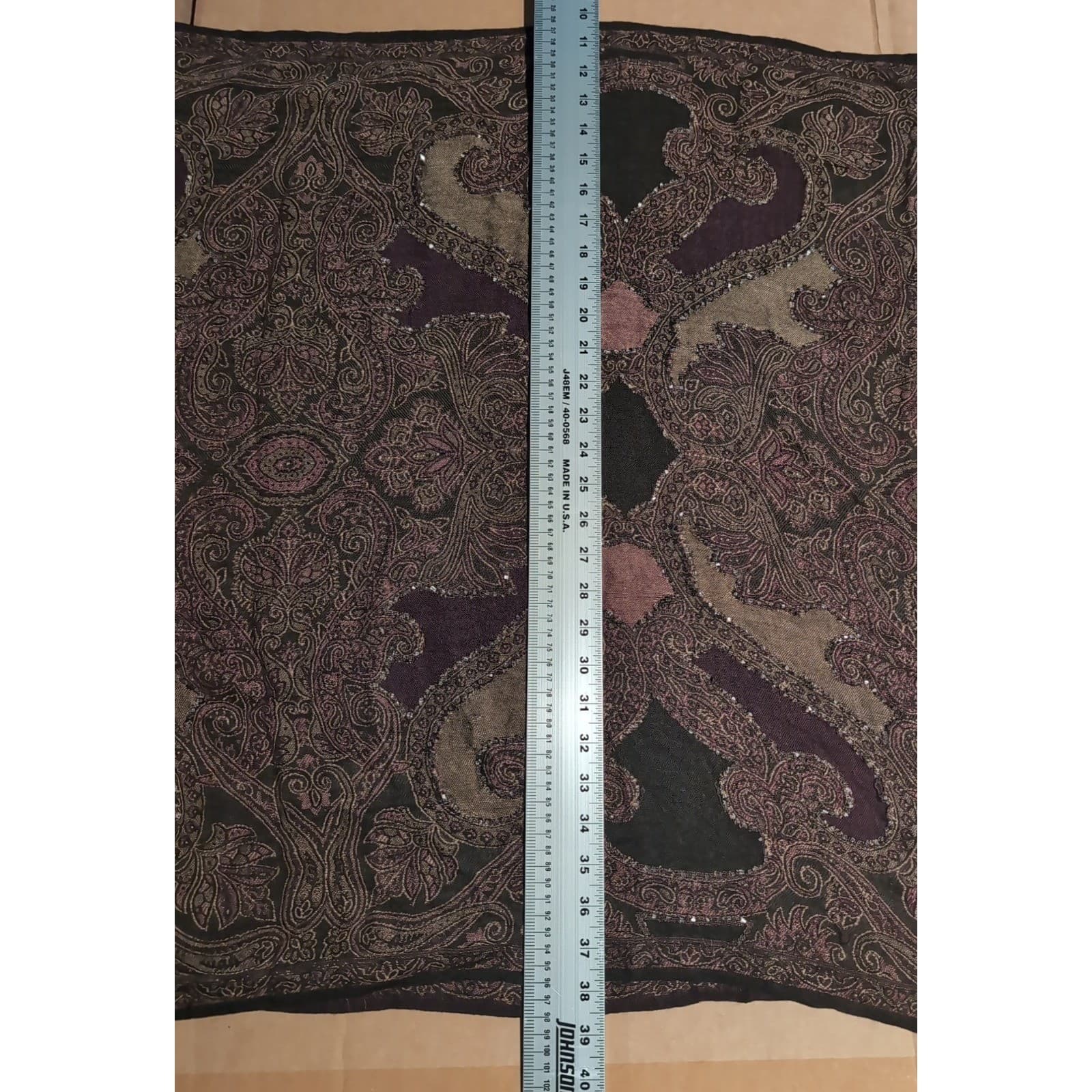 Purple Paisley Sequin Pashmina Shawl Scarf Fringe Wrap Plum Olive Black, Women's - Thumbnail 3
