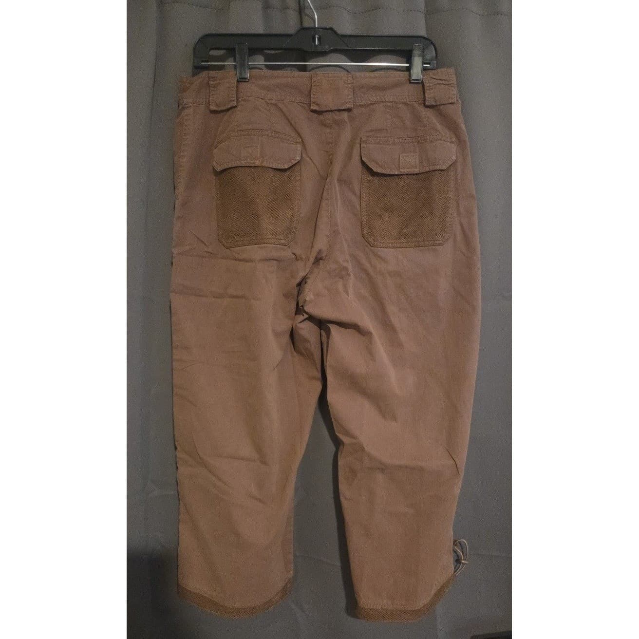 Bay Studio Khakis Brown Utility Cargo Cropped Pants Drawstring Hem, Women's 14 - Thumbnail 4