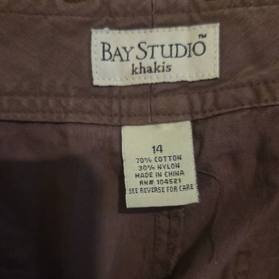 Bay Studio Khakis Brown Utility Cargo Cropped Pants Drawstring Hem, Women's 14 - Thumbnail 5