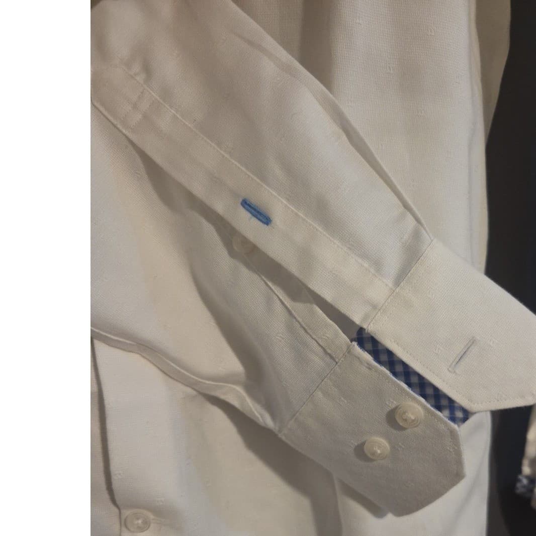 Tailorbyrd Collection White Non Iron Trim Fit Dress Shirt Men's 16 34/35 Gingham - Thumbnail 7