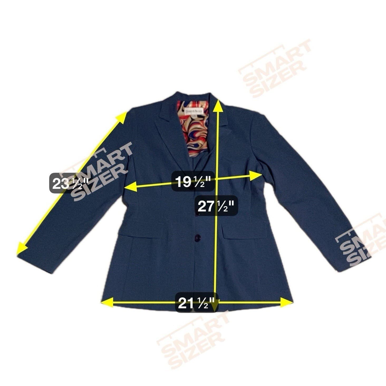Danny & Nicole Chambray Blue 3 Button Blazer Jacket Psychedelic Lining Women's 8 - Thumbnail 2