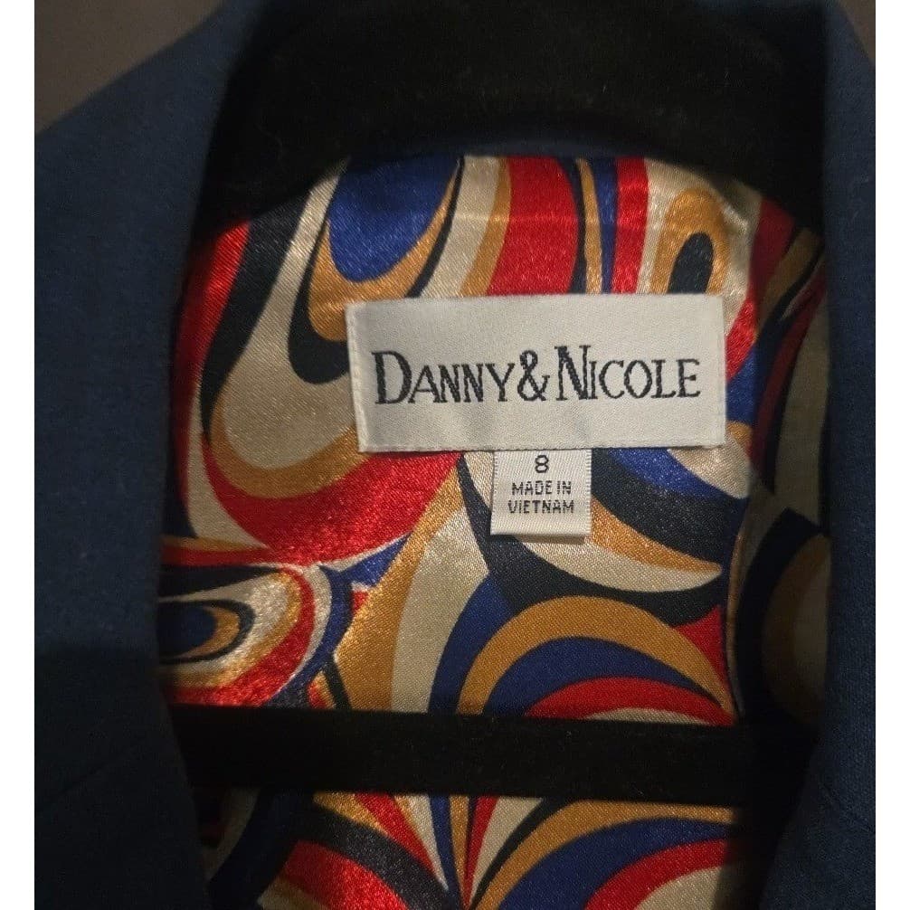 Danny & Nicole Chambray Blue 3 Button Blazer Jacket Psychedelic Lining Women's 8 - Thumbnail 5