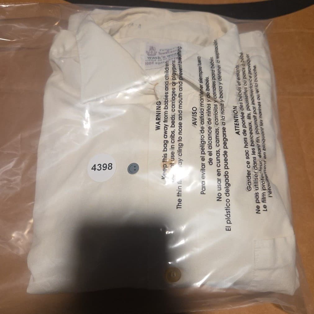 Penneys Towncraft White Pima Cotton Button Down Shirt, Vintage Woman's Size 15.5 - Thumbnail 9