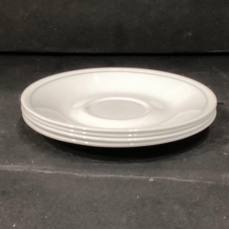 Corelle Corningware White Saucers, Set of 4, Single Green Band, Vtg Dinnerware - Thumbnail 9