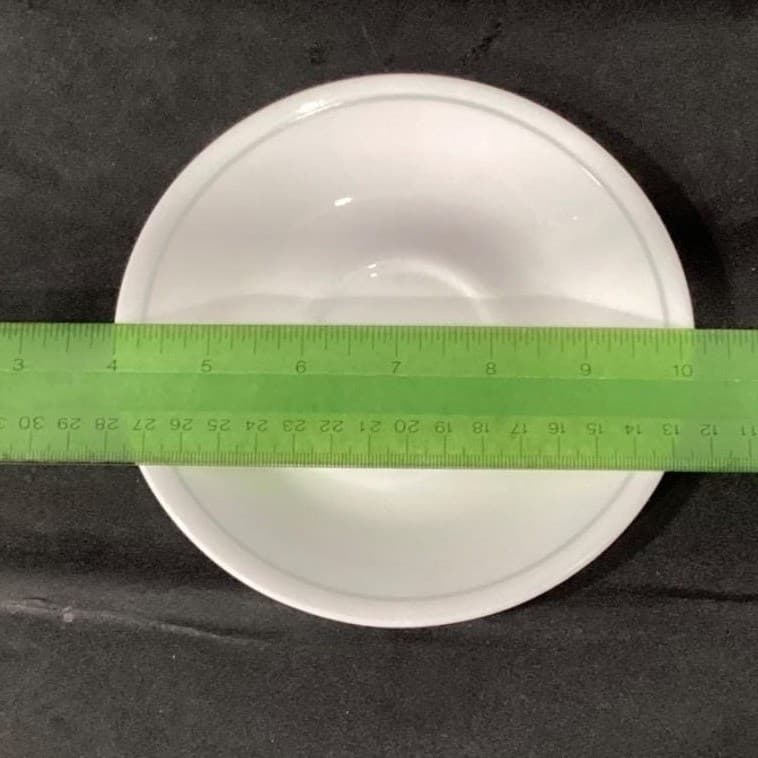 Corelle Corningware White Saucers, Set of 4, Single Green Band, Vtg Dinnerware - Thumbnail 4