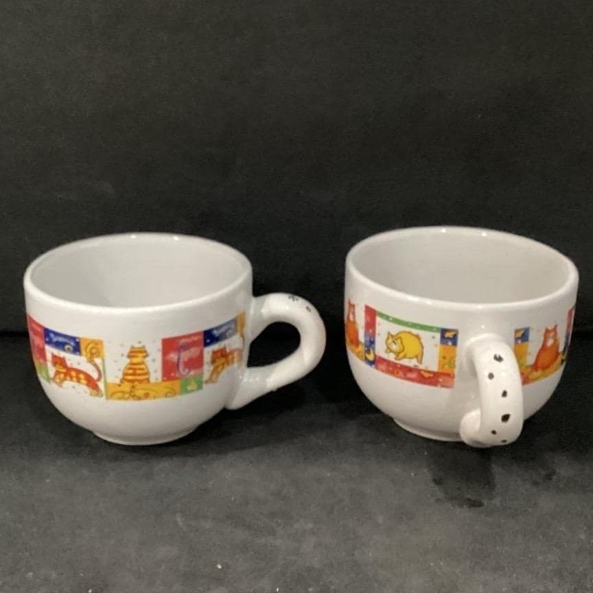 Royal Norfolk Cat & Kitten Coffee Cups, Set of 2, Paw Print Design Drinkware - Thumbnail 2