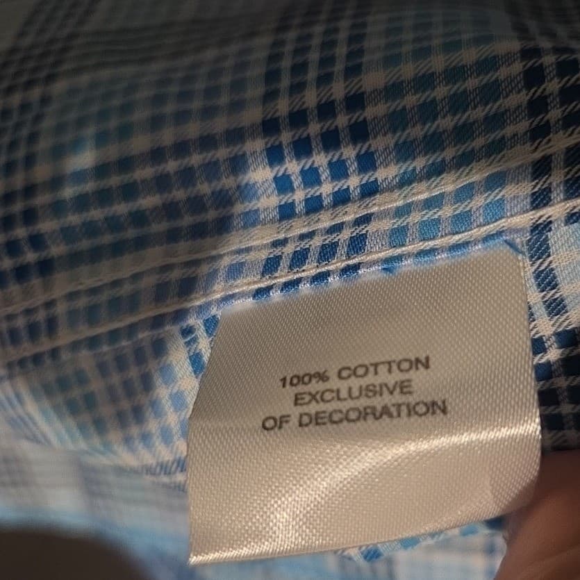 Tailorbyrd Collection Blue White Plaid Long Sleeve Button Down Shirt Men's Large - Thumbnail 9