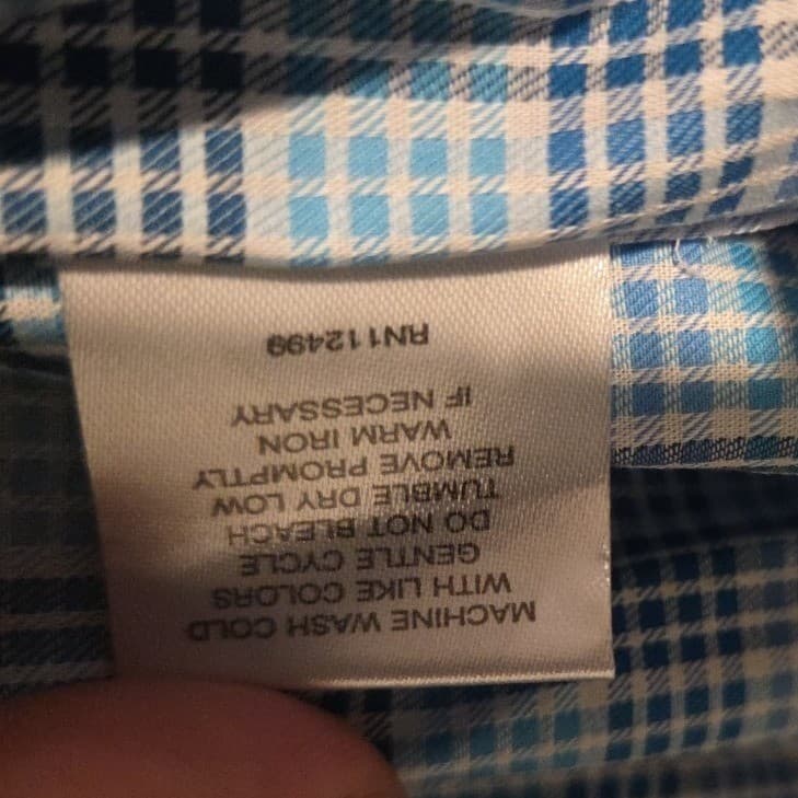 Tailorbyrd Collection Blue White Plaid Long Sleeve Button Down Shirt Men's Large - Thumbnail 8