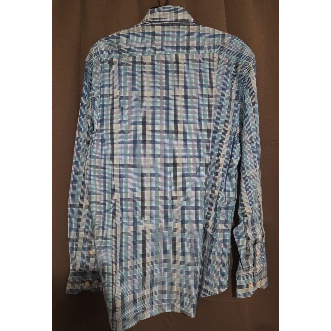 Tailorbyrd Collection Blue White Plaid Long Sleeve Button Down Shirt Men's Large - Thumbnail 4