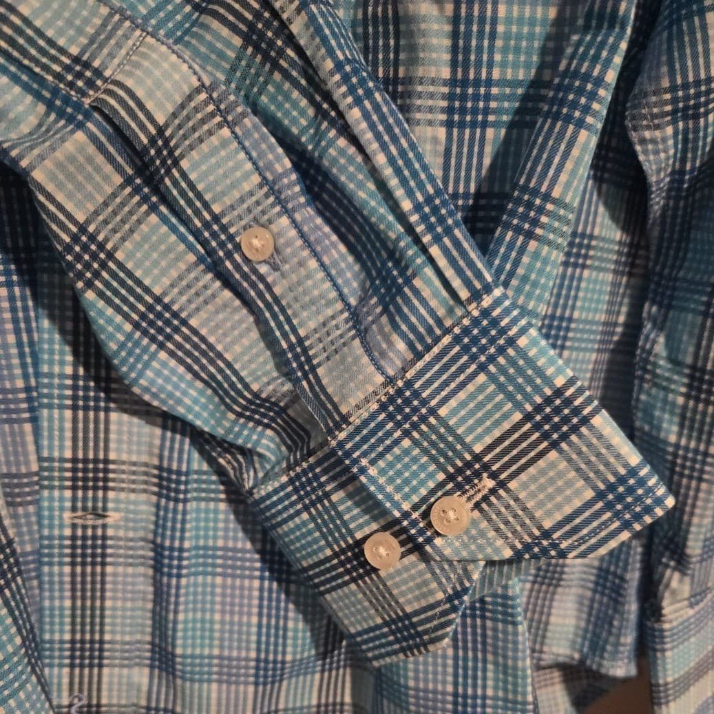 Tailorbyrd Collection Blue White Plaid Long Sleeve Button Down Shirt Men's Large - Thumbnail 7