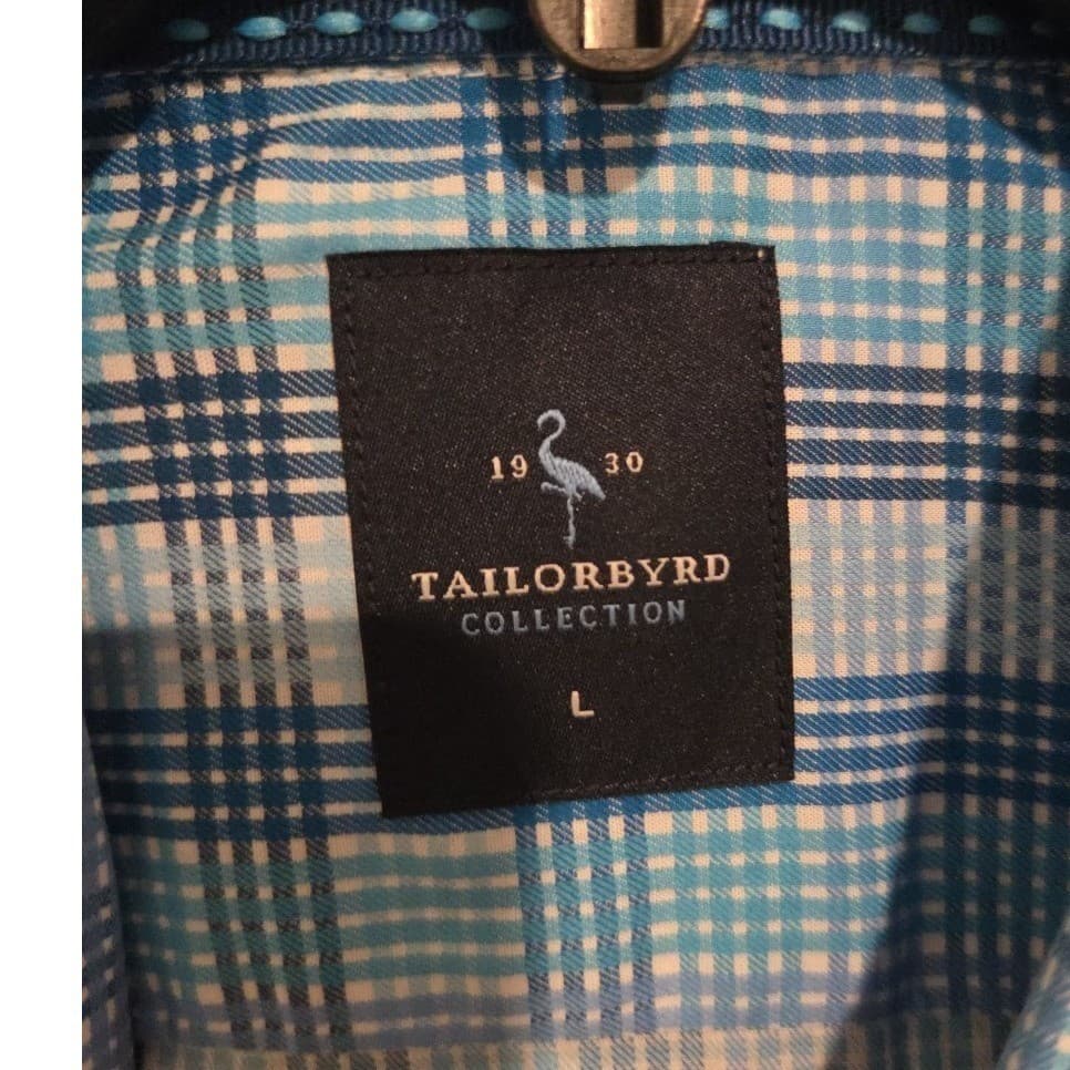 Tailorbyrd Collection Blue White Plaid Long Sleeve Button Down Shirt Men's Large - Thumbnail 5