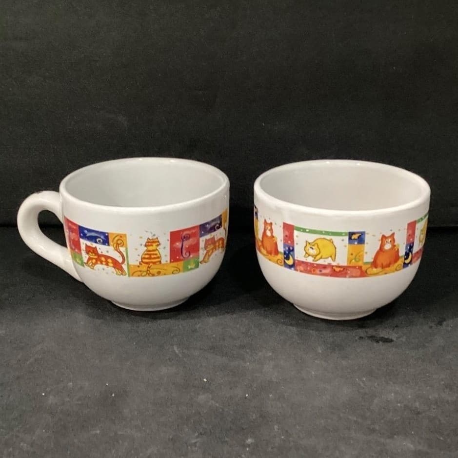 Royal Norfolk Cat & Kitten Coffee Cups, Set of 2, Paw Print Design Drinkware - Thumbnail 4