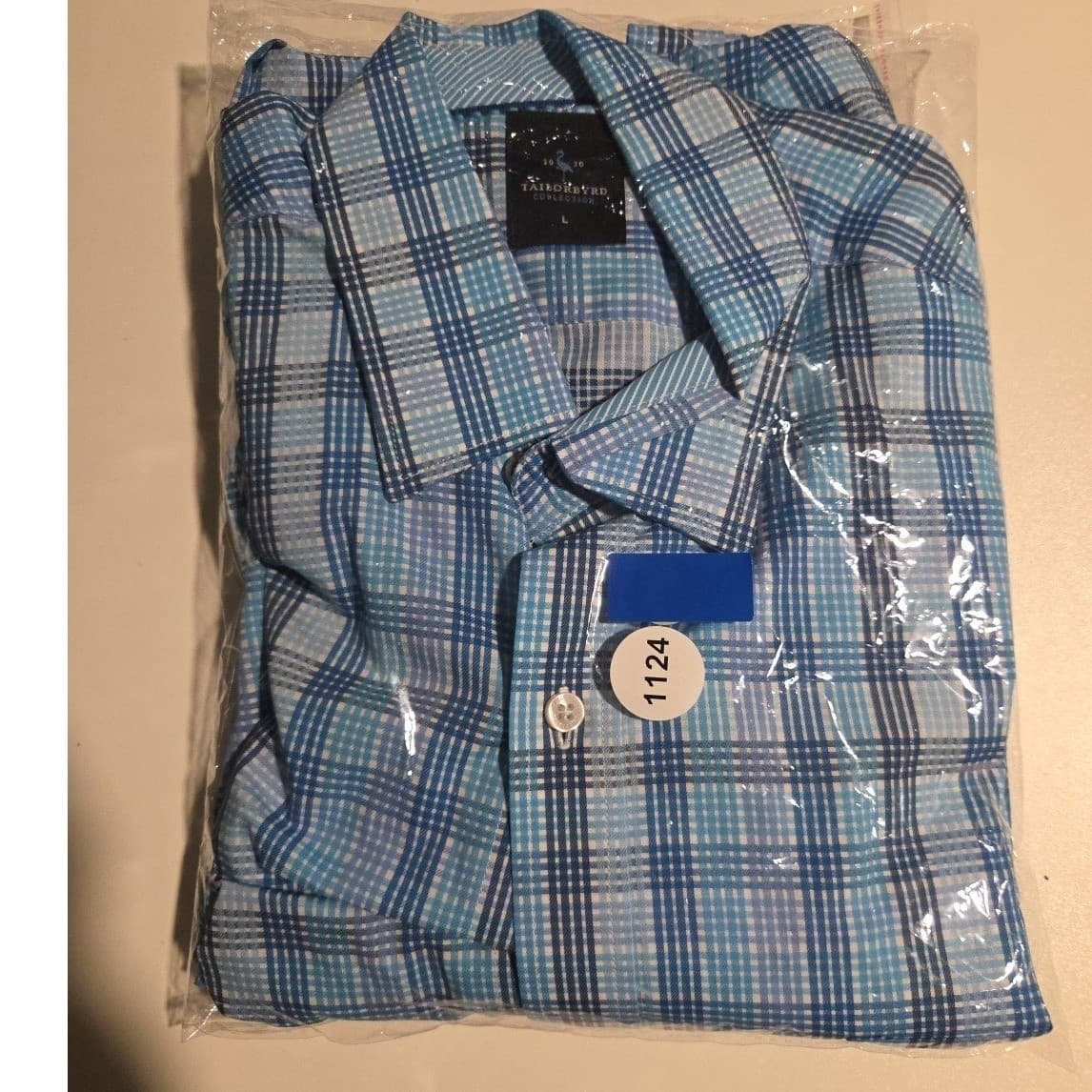 Tailorbyrd Collection Blue White Plaid Long Sleeve Button Down Shirt Men's Large - Thumbnail 10