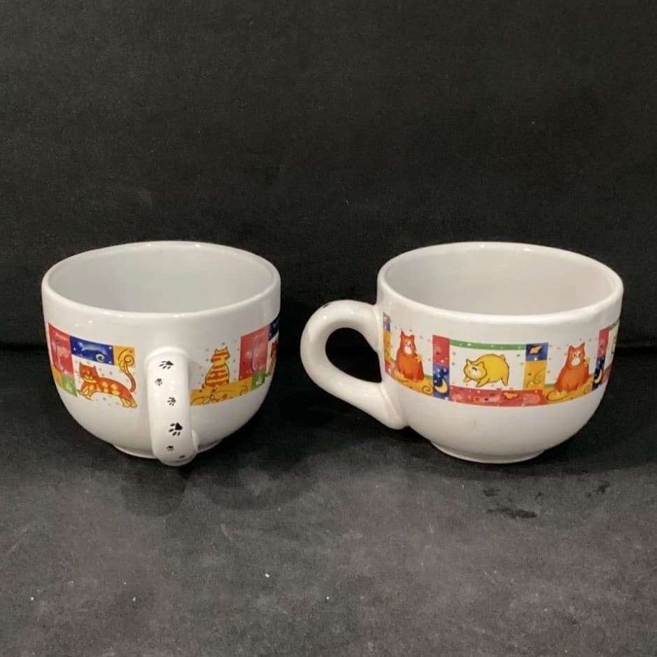 Royal Norfolk Cat & Kitten Coffee Cups, Set of 2, Paw Print Design Drinkware - Thumbnail 5