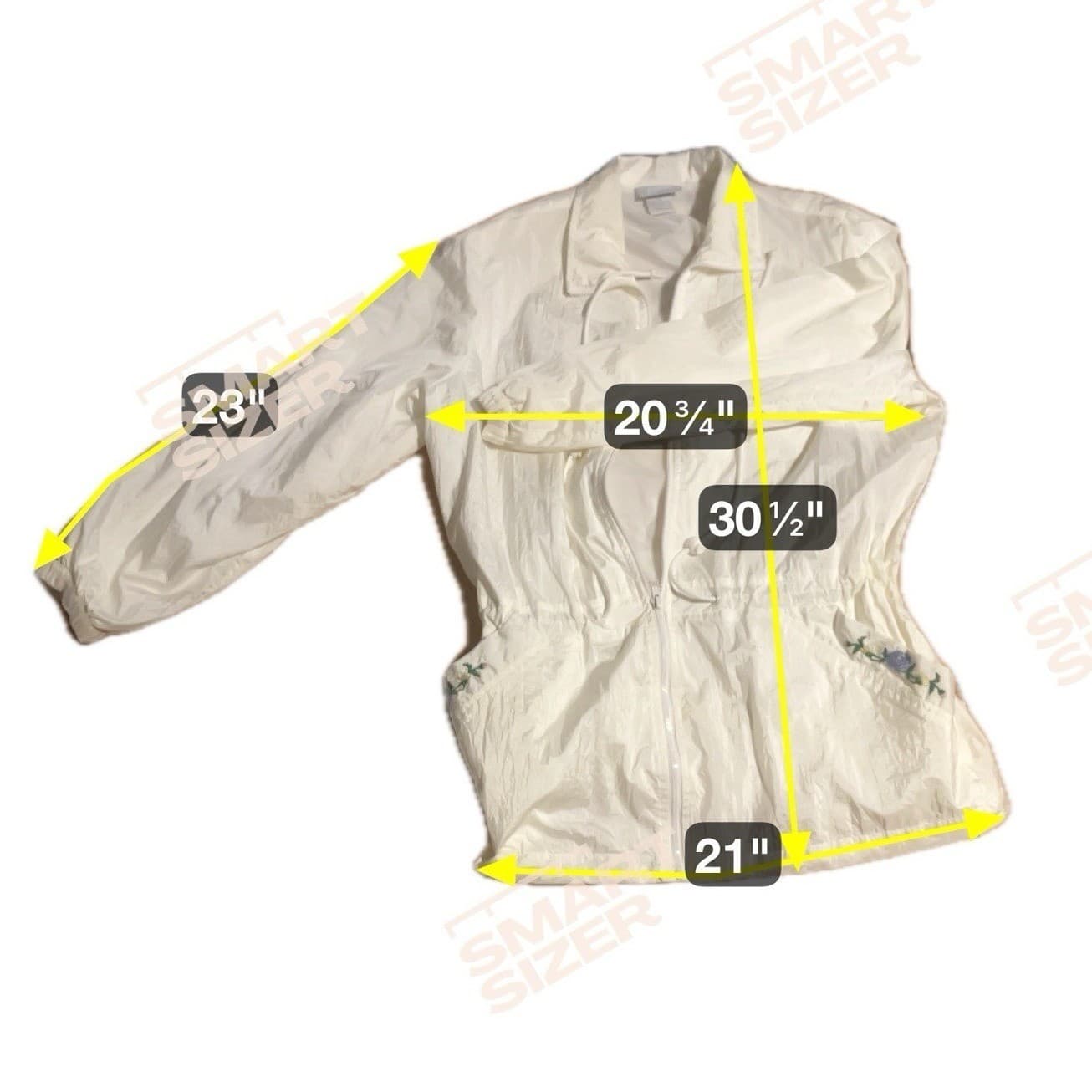 Blair White Nylon Floral Embroidered Zip Windbreaker, Women's Large Jacket - Thumbnail 2