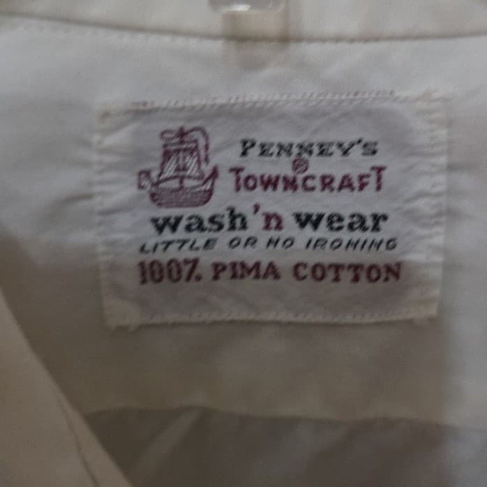 Penneys Towncraft White Pima Cotton Button Down Shirt, Vintage Woman's Size 15.5 - Thumbnail 5