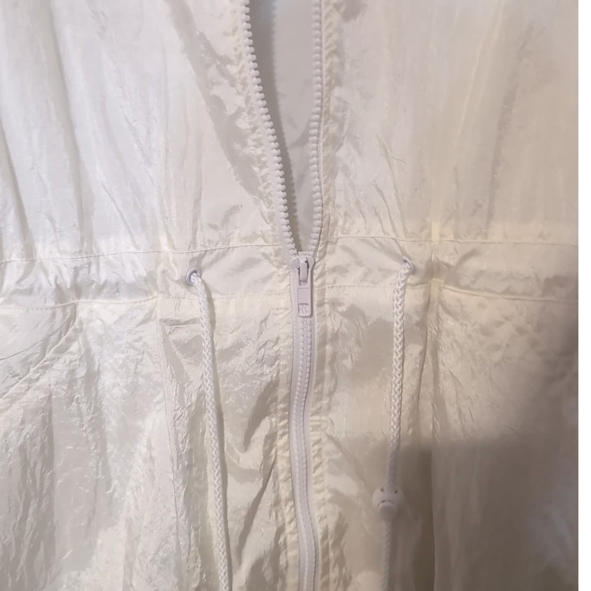 Blair White Nylon Floral Embroidered Zip Windbreaker, Women's Large Jacket - Thumbnail 8