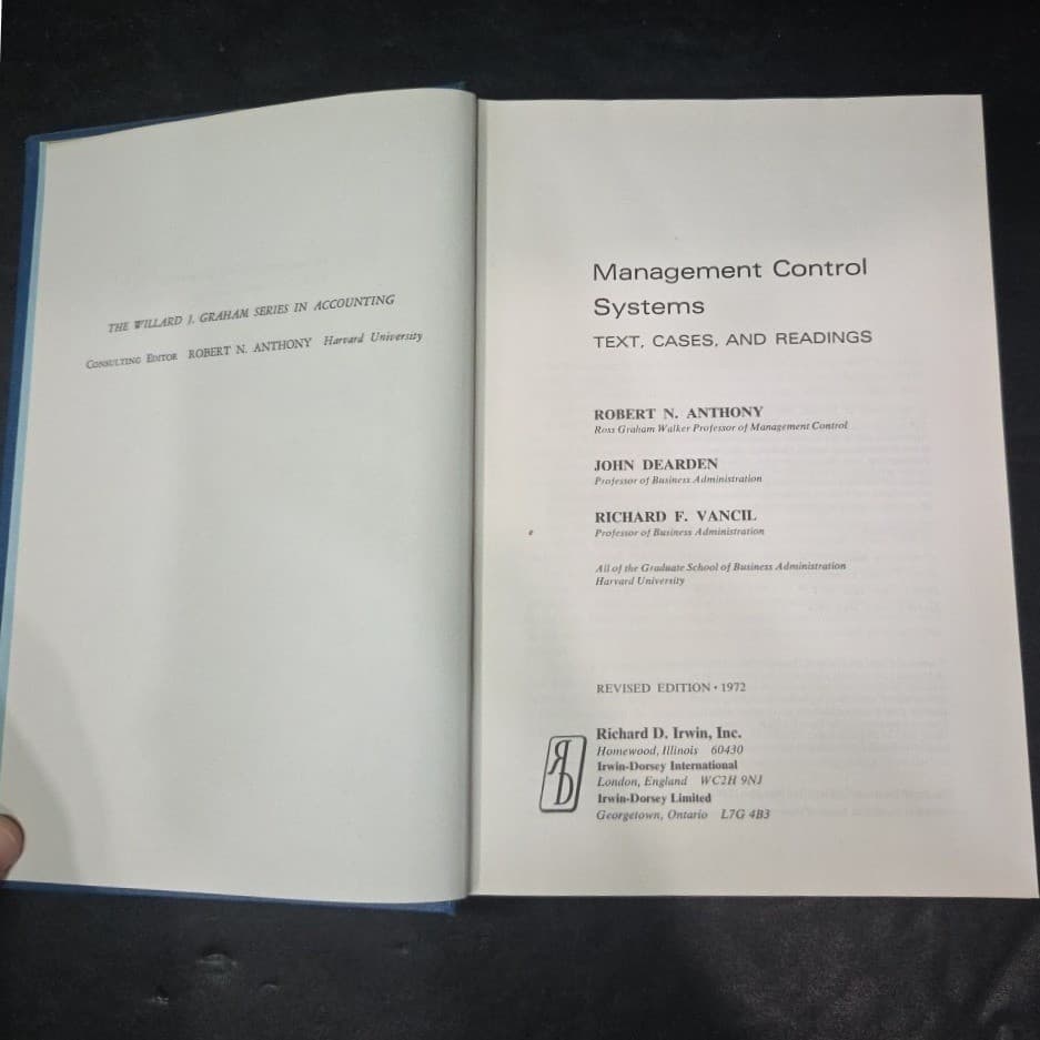 Management Control Systems 1972 Revised Edition Anthony Dearden Vancil Hardcover - Thumbnail 4
