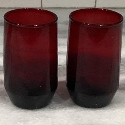 Anchor Hocking Royal Ruby Juice Glasses, Set of 2, Vintage Tumblers, Drinkware - Thumbnail 7