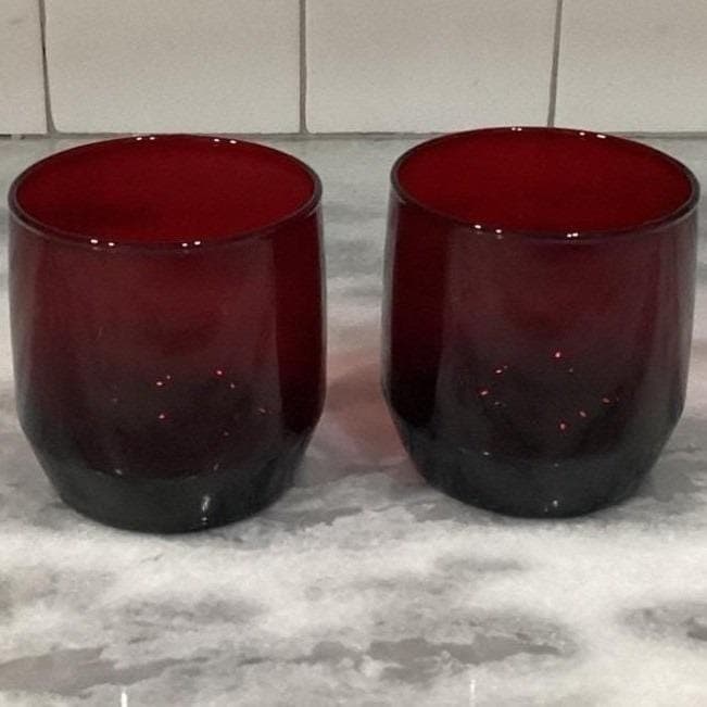 Anchor Hocking Royal Ruby Roly Poly Glasses, Set of 2, Vtg Mid-Century Drinkware - Thumbnail 7