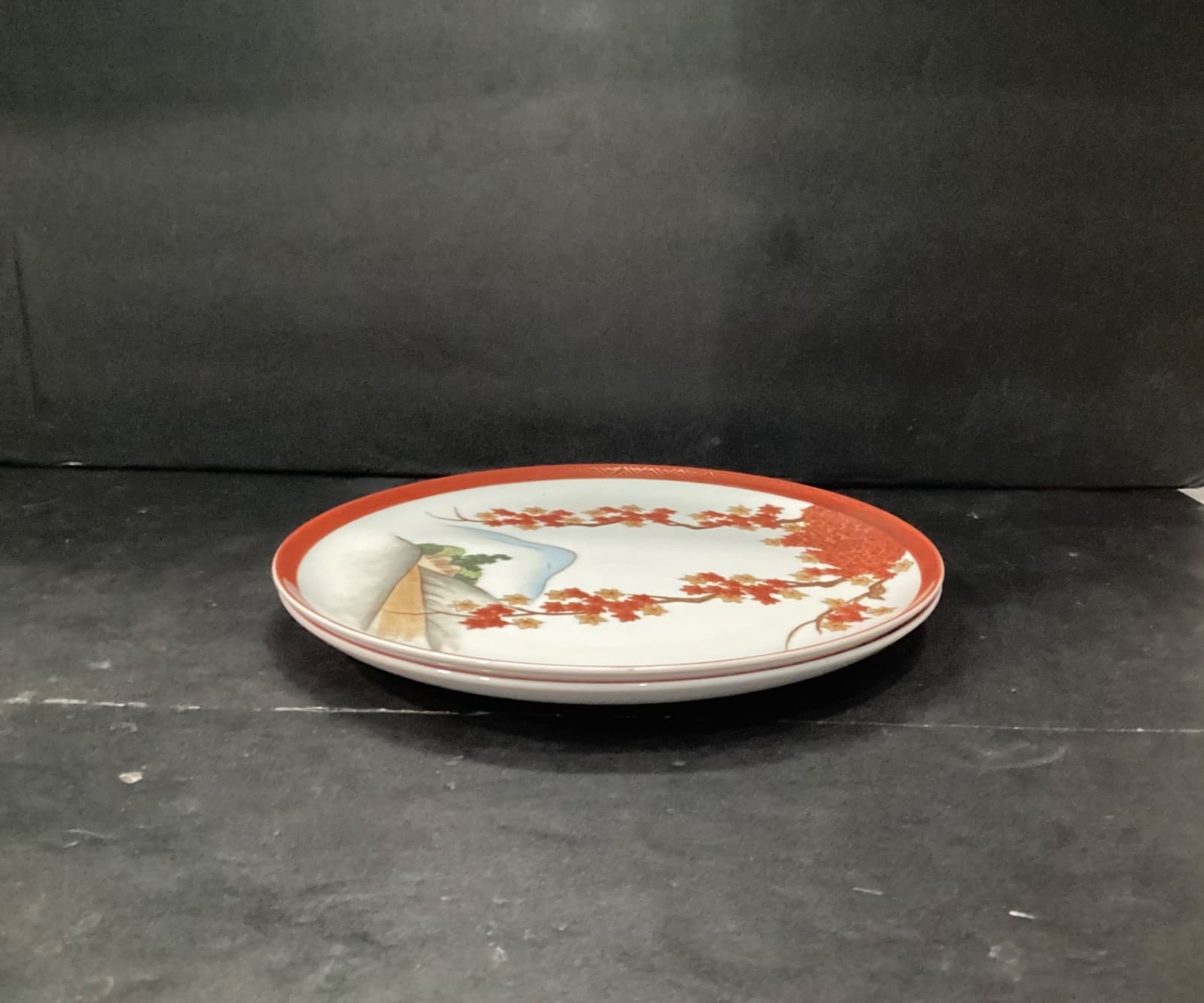 Arita China Art15 Rust Gold Leaves Branches-Trees/Hills-Dinner Plates Set of 2 - Thumbnail 8