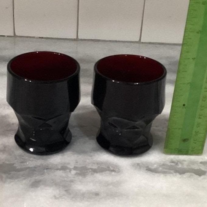 Anchor Hocking Royal Ruby Georgian Honeycomb Tumblers, Set of 4, Vintage Glasses - Thumbnail 3