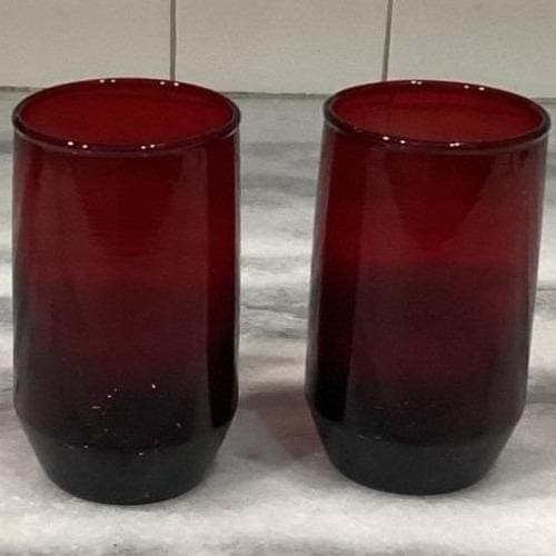 Anchor Hocking Royal Ruby Juice Glasses, Set of 2, Vintage Tumblers, Drinkware - Thumbnail 8