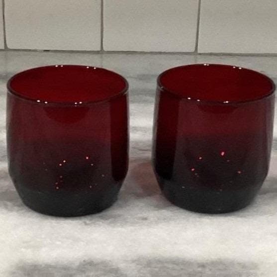 Anchor Hocking Royal Ruby Roly Poly Glasses, Set of 2, Vtg Mid-Century Drinkware - Thumbnail 9