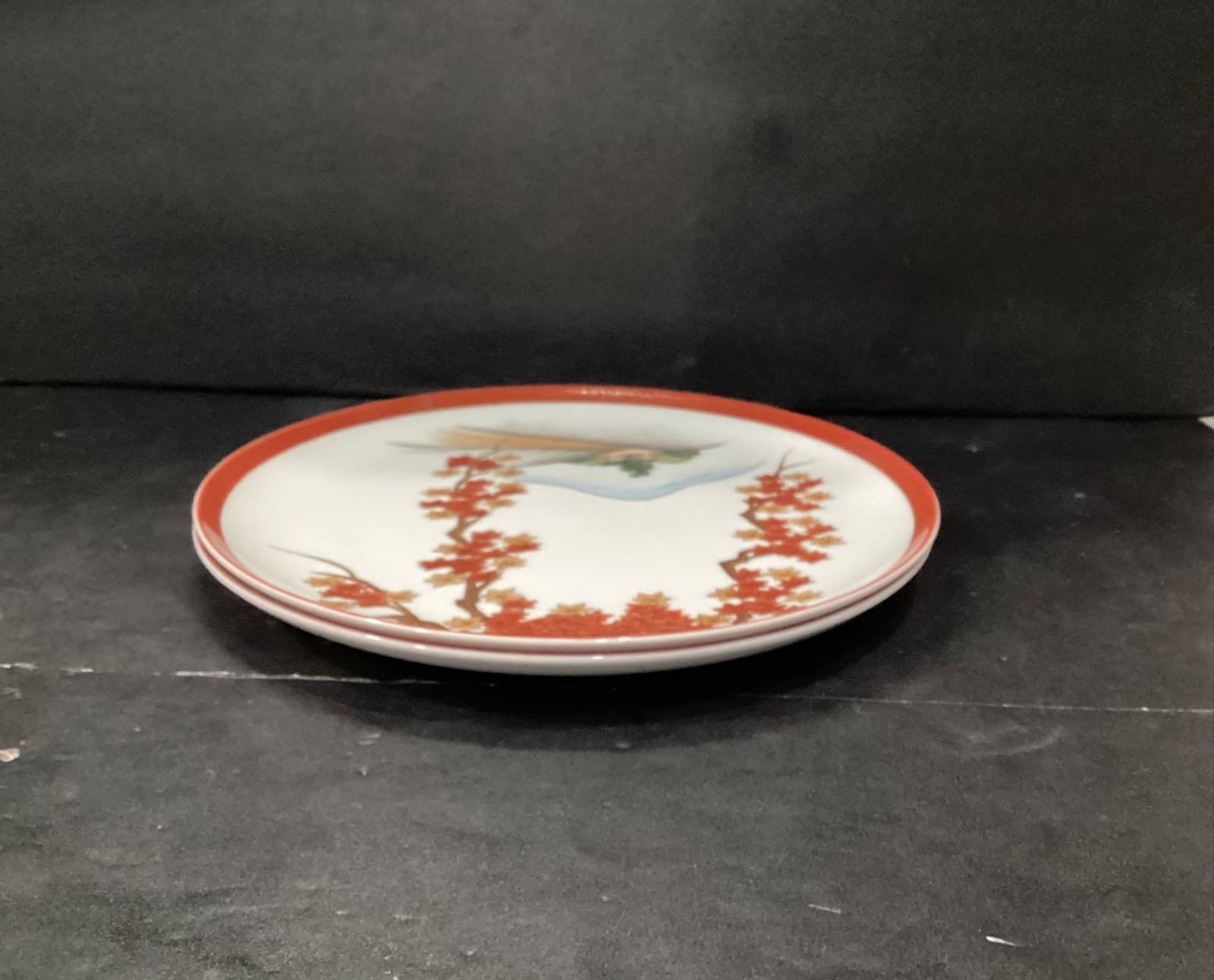 Arita China Art15 Rust Gold Leaves Branches-Trees/Hills-Dinner Plates Set of 2 - Thumbnail 7