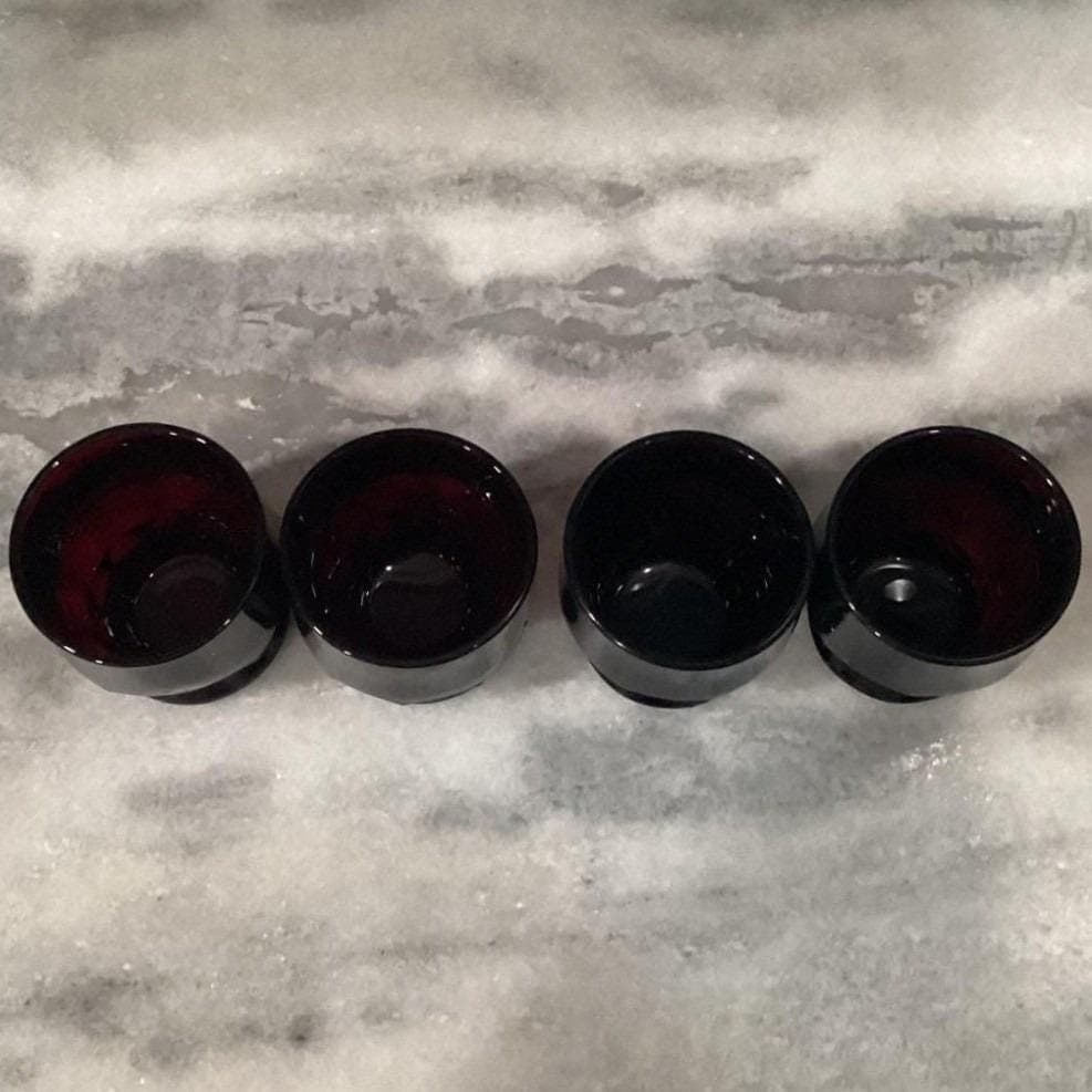 Anchor Hocking Royal Ruby Georgian Honeycomb Tumblers, Set of 4, Vintage Glasses - Thumbnail 7