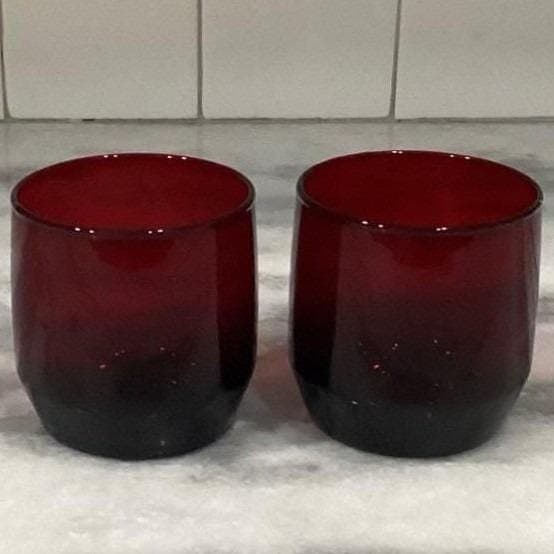 Anchor Hocking Royal Ruby Roly Poly Glasses, Set of 2, Vtg Mid-Century Drinkware - Thumbnail 11