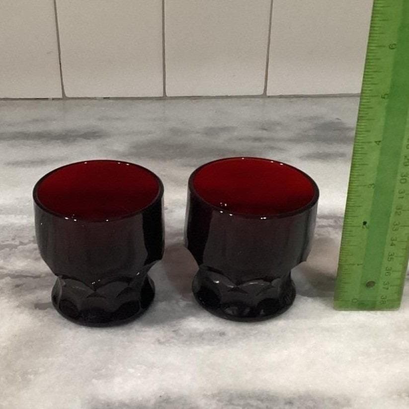 Anchor Hocking Royal Ruby Georgian Honeycomb Tumblers, Set of 4, Vintage Glasses - Thumbnail 5