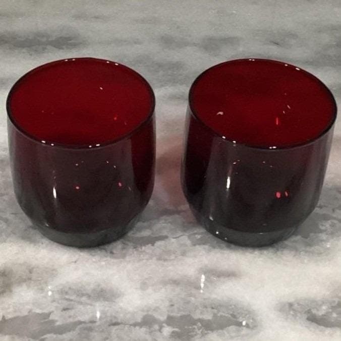 Anchor Hocking Royal Ruby Roly Poly Glasses, Set of 2, Vtg Mid-Century Drinkware - Thumbnail 6