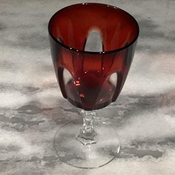 Cristal D'Arques Ruby Cut-to-Clear Gothic Wine Glass, Vintage French Crystal - Thumbnail 6