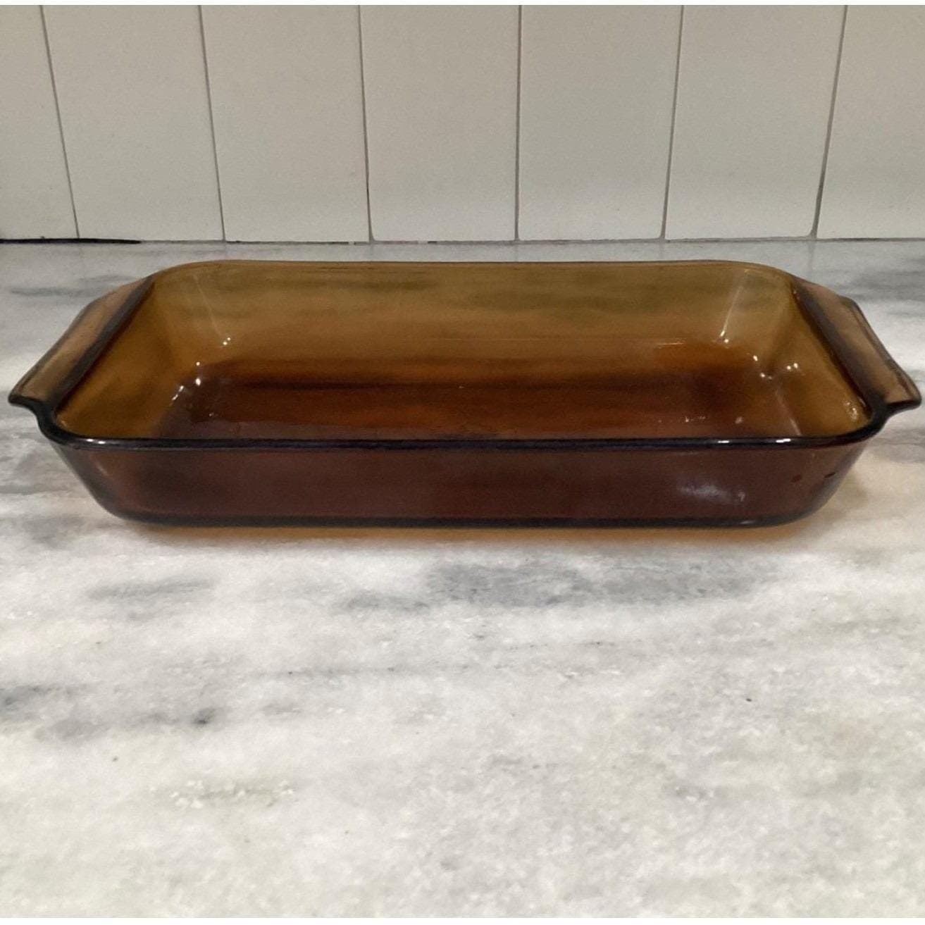 Anchor Hocking Fire-King Golden Amber Casserole #431, Vtg 2 Qt Rectangle Dish - Thumbnail 10