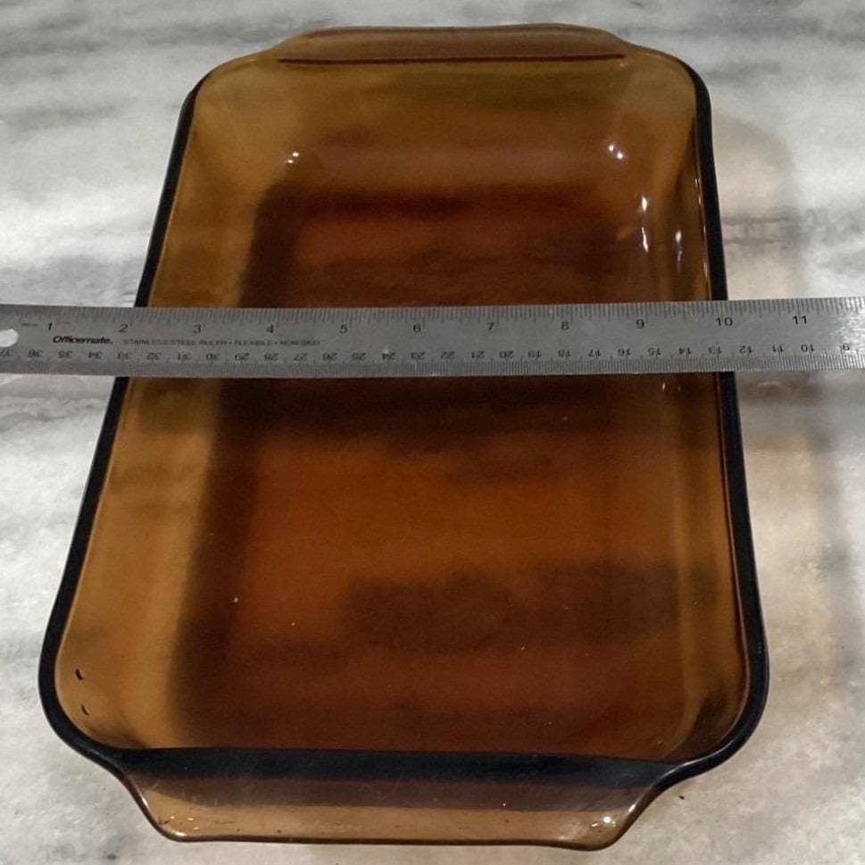 Anchor Hocking Fire-King Golden Amber Casserole #431, Vtg 2 Qt Rectangle Dish - Thumbnail 3