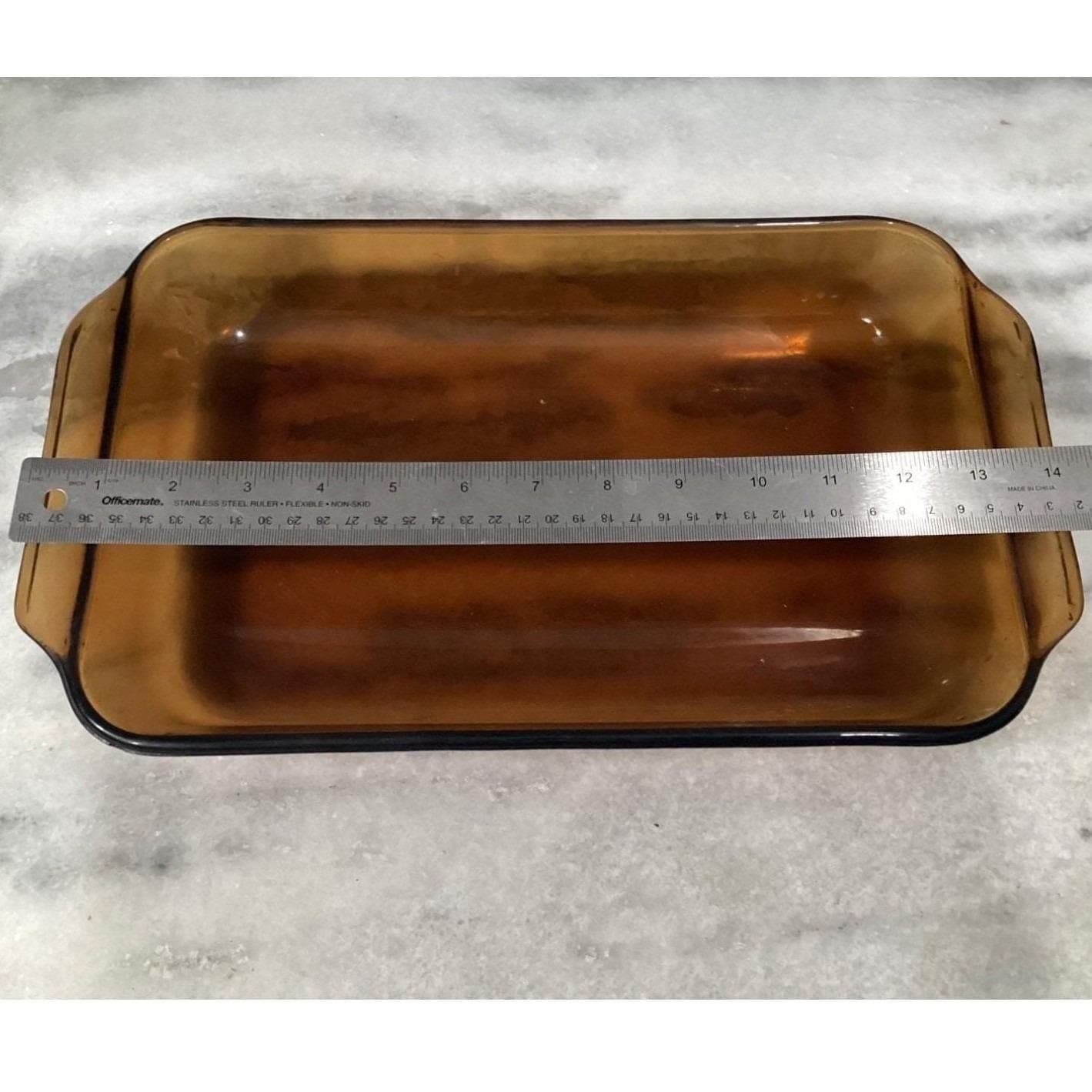 Anchor Hocking Fire-King Golden Amber Casserole #431, Vtg 2 Qt Rectangle Dish - Thumbnail 2
