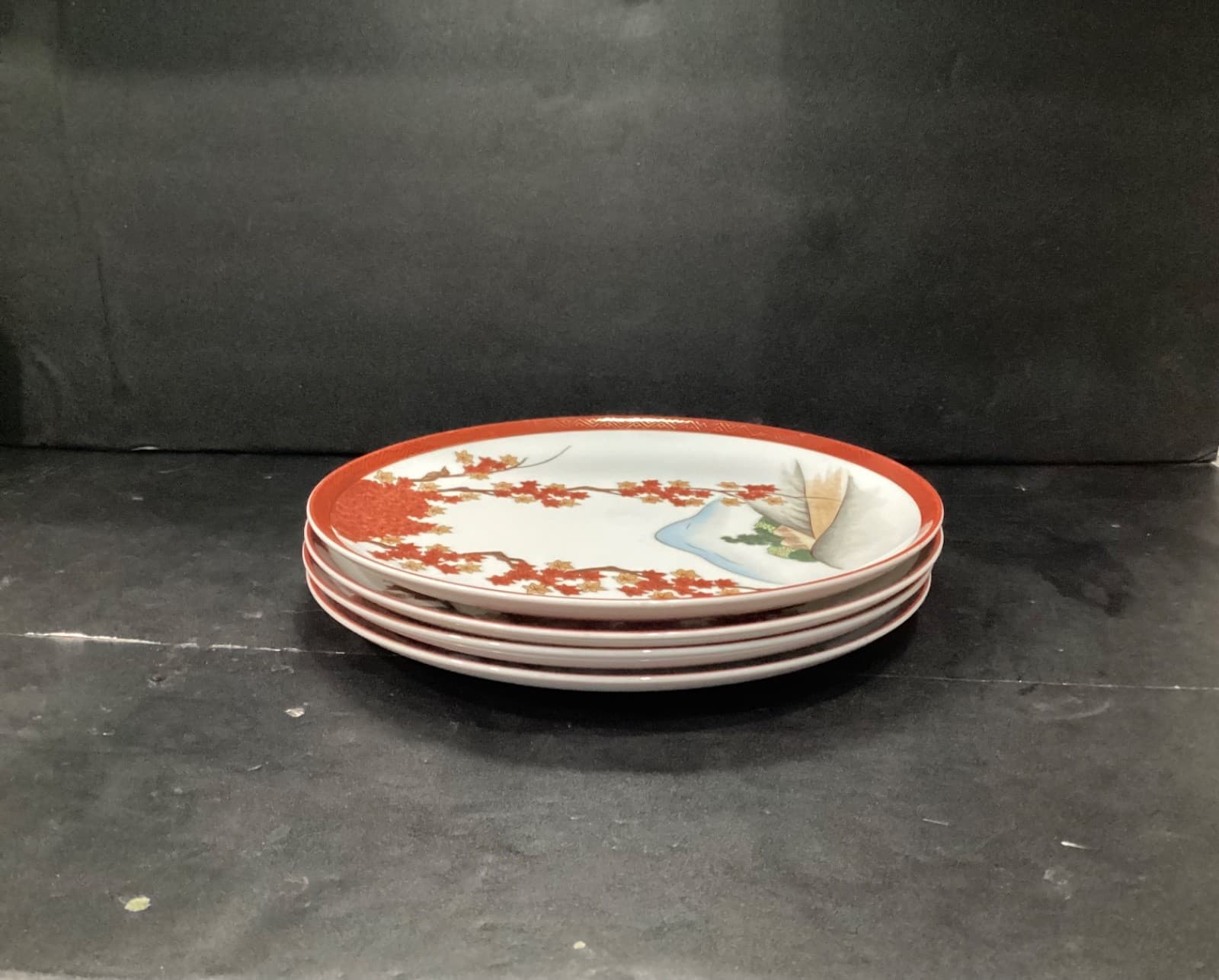 Arita China Art15 Gold Leaves on Branches-Trees/Hills-Dinner Plates-Set of 4 - Thumbnail 7