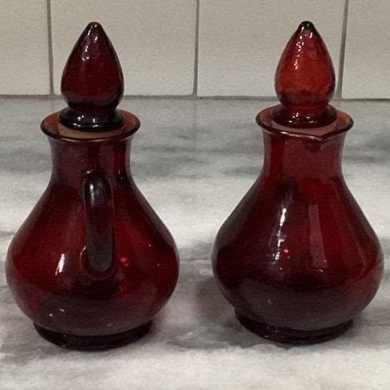 Avon Cape Cod Ruby Red Mini Cruets, Set of 2, Vintage Glass Bottles, Replacement - Thumbnail 9