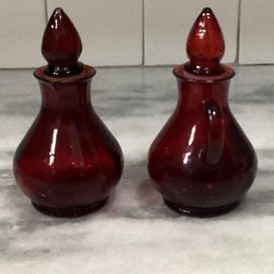 Avon Cape Cod Ruby Red Mini Cruets, Set of 2, Vintage Glass Bottles, Replacement - Thumbnail 11