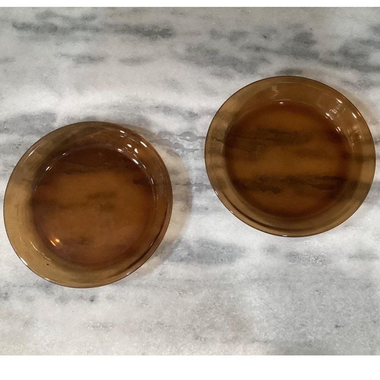 Anchor Hocking Fire-King Amber Pie Plates, Set of 2, Vintage Brown Bakeware - Thumbnail 7