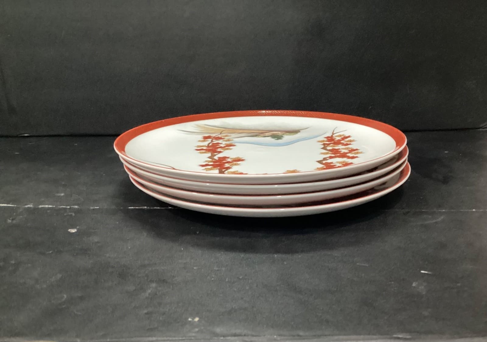 Arita China Art15 Gold Leaves on Branches-Trees/Hills-Dinner Plates-Set of 4 - Thumbnail 8