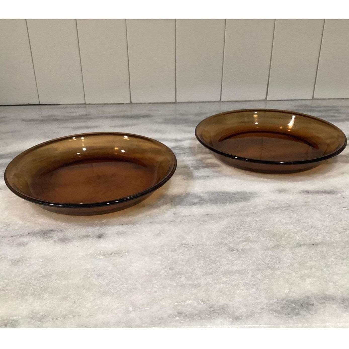 Anchor Hocking Fire-King Amber Pie Plates, Set of 2, Vintage Brown Bakeware - Thumbnail 8