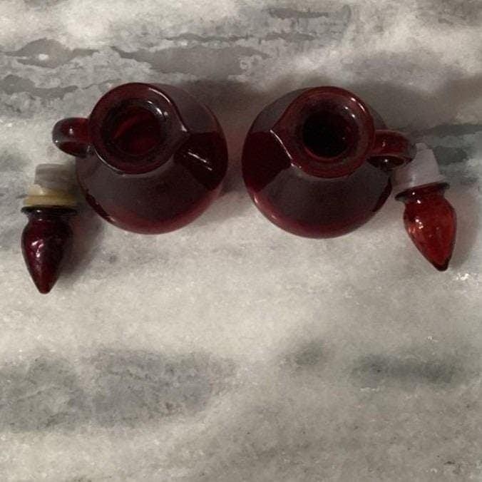 Avon Cape Cod Ruby Red Mini Cruets, Set of 2, Vintage Glass Bottles, Replacement - Thumbnail 7